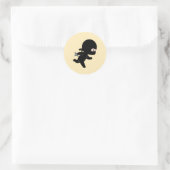 Sticker Rond Tiny Ninja coule sur Jaune (Sac)