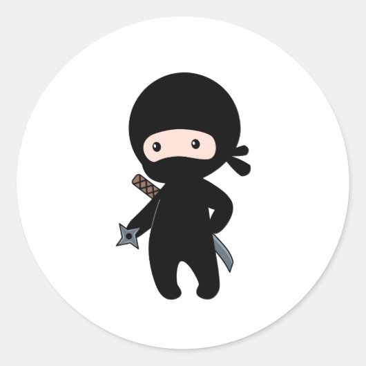 Sticker Rond Tiny Ninja tenant l'étoile à lancer (Devant)