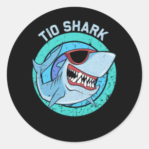 Sticker Rond Tio requin portant des lunettes de soleil Ocean Sp