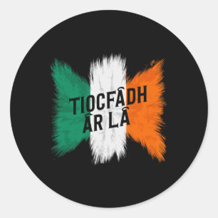 Sticker Rond Tiocfaidh Ar La Vintage Irlande Drapeau Irlandais