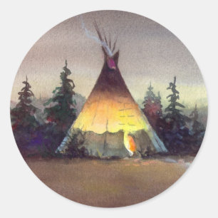 Sticker Rond TIPI LIGHTS par SHARON SHARPE