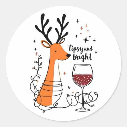 Sticker Rond Tipsy and Bright Reindeer  (Devant)