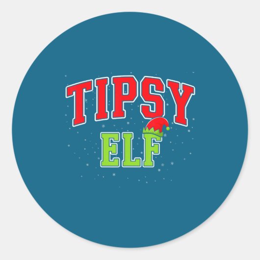 Sticker Rond Tipsy Elf Christmas Family Matching Group Xmas  (Devant)