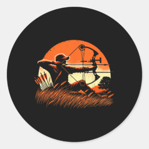 Sticker Rond Tir à l'arc Chasseur de boue Cerf Mule Elk Chasse