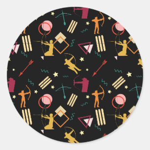 Sticker Rond Tir à l'arc pour hommes - Boys Bow n Arrow Art Abs