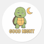 Sticker Rond Tired turtle saying Good Night (Devant)