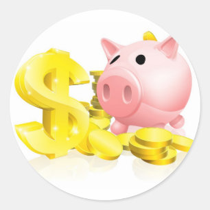 Sticker Rond Tirelire de symbole dollar