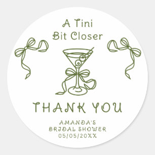 Sticker Rond Tirer Martini Merci Baby shower 