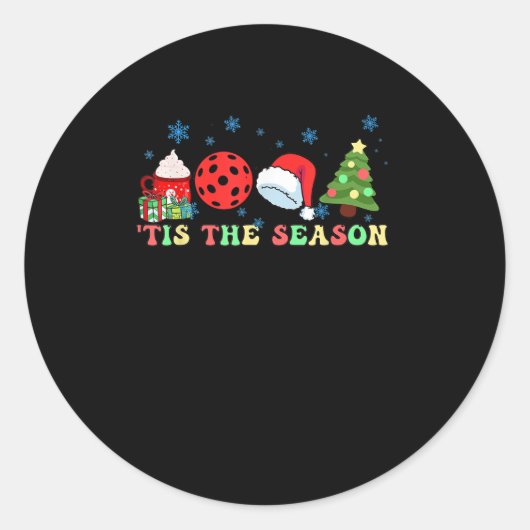 Sticker Rond Tis The Season For Pickleball Iii Modern Aesthetic (Devant)