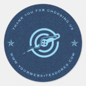 Sticker Rond Tissu de denim bleu typographie personnalisée. (Devant)