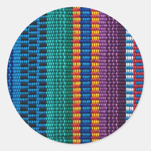Sticker Rond Tissu guatémaltèque traditionnel (Devant)