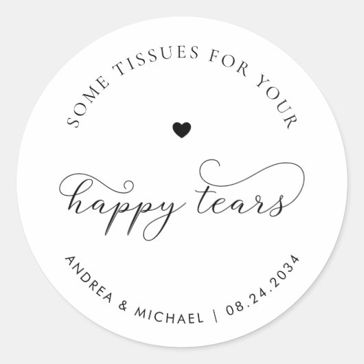 Sticker Rond Tissu Pour Vos Joyeuses Larmes Coeur Mariage Délic (Devant)