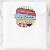 Sticker Rond Tissus piquants de couture faits main avec (Sac)