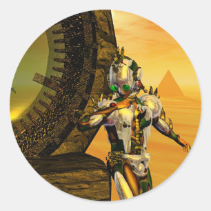 STICKER ROND TITAN DANS LE DÉSERT D'HYPERION