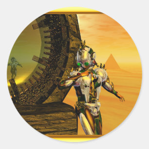 STICKER ROND TITAN DANS LE DÉSERT D'HYPERION