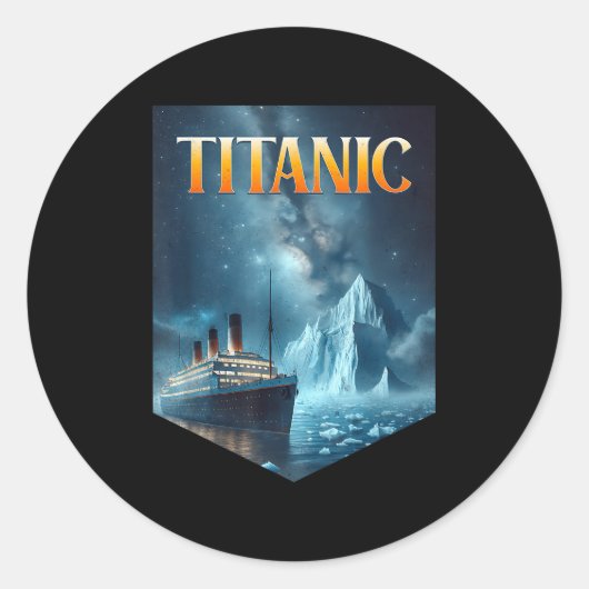 Sticker Rond Titanic Cruise Ship Iceberg 1912 Rms Voyage Men Wo (Devant)