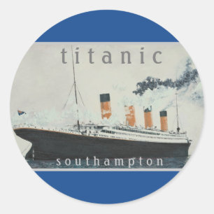 Sticker Rond TITANIC Party Blue Vintage White Star Line Navire