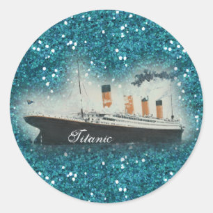 Sticker Rond Titanic Sapphire Parties scintillant White Star Li