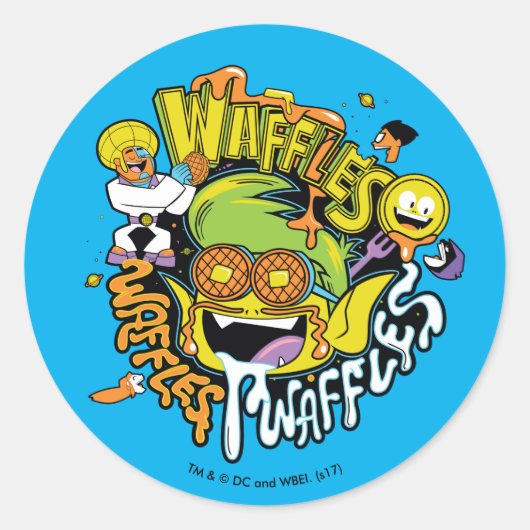 Sticker Rond Titans Ados, allez ! | Beast Boy Waffles (Devant)