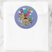 Sticker Rond Titans Ados, allez ! | Graphique Flèche d'équipe (Sac)