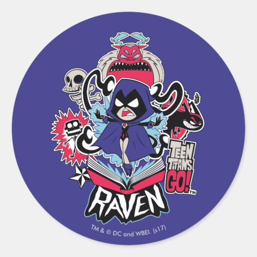 Sticker Rond Titans Ados, allez ! | Raven puissance démoniaque (Devant)
