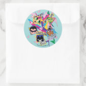 Sticker Rond Titans Ados, allez ! | Retro 90's Group Collage (Sac)