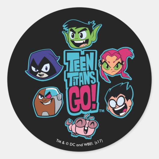 Sticker Rond Titans Ados, allez ! | Titans Motif en chef (Devant)