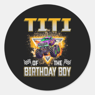 Sticker Rond Titi du camion monstre d'anniversaire garçon Fa d'