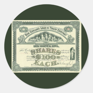 Sticker Rond Titre de capital ancien Finance d'entreprise