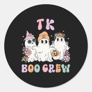 Sticker Rond TK Boo Crew Retro Super Halloween Floral Ghost TK