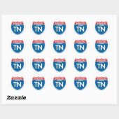 Sticker Rond TN du Tennessee inter-États (Feuille)