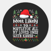 Sticker Rond To Mistletoe All My Loved Ones With Kisses - Chris (Devant)