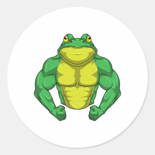 Sticker Rond Toad en Bodybuilder avec de grands Muscles (Devant)