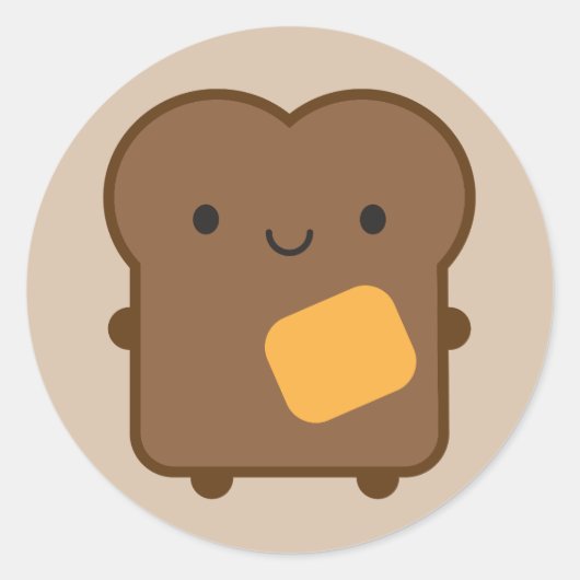 Sticker Rond Toast de Kawaii (Devant)