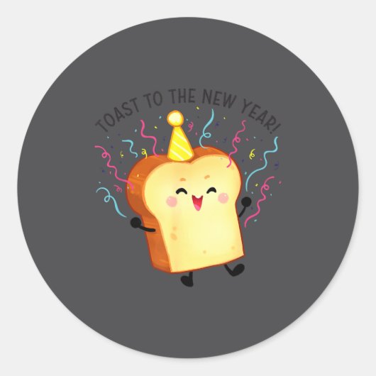 Sticker Rond Toast To The New Year Pun  (Devant)