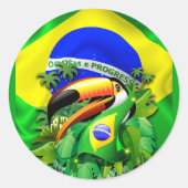 Sticker Rond Toco Toucan avec drapeau brésilien (Devant)