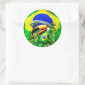 Sticker Rond Toco Toucan avec drapeau brésilien (Sac)