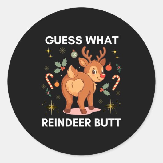 Sticker Rond Toddler Christmas Ugly Sweater Guess What Reindeer (Devant)