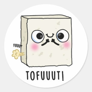Sticker Rond Tofuut Funny Farting Tofu Pun