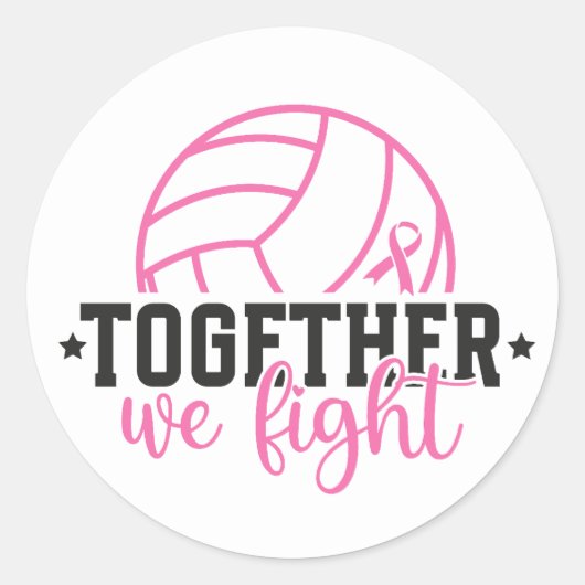 Sticker Rond Together We Fight Breast Cancer Pink Ribbon (Devant)