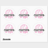 Sticker Rond Together We Fight Breast Cancer Pink Ribbon (Feuille)