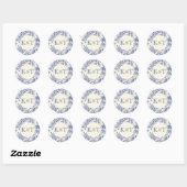 Sticker Rond Toile Bleu et Blanc (Feuille)