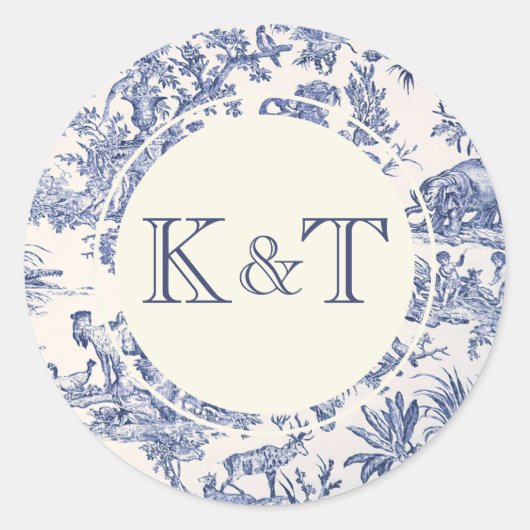 Sticker Rond Toile Bleu et Blanc (Devant)