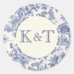 Sticker Rond Toile Bleu et Blanc