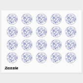 Sticker Rond Toile bleue et blanche (Feuille)