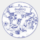 Sticker Rond Toile bleue et blanche (Devant)