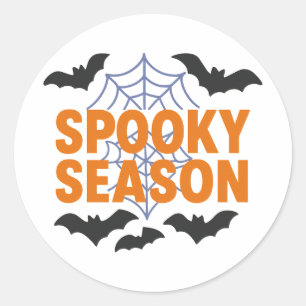 Sticker Rond Toile d'araignée Chauves-souris Halloween Saison e