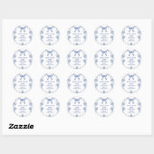 Sticker Rond Toile de jouy baby shower merci (Feuille)