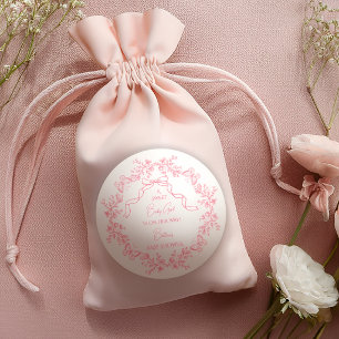 Sticker Rond Toile de Jouy Chinoiserie Papillons Baby Shower