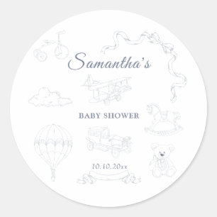 Sticker Rond Toile de Jouy Fête Prénatale de Nursery